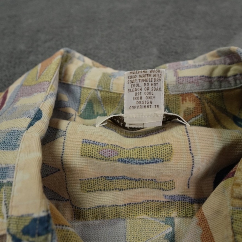 Tori‎ Richard Mens L Cotton Short Sleeve Geometric Leaf Print Button Down Shirt - Picture 5 of 9